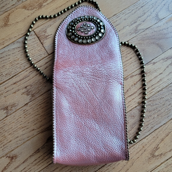 Leatherock Medallion Rhinestone Studded Chain Crossbody Purse Phone Bag - Picture 4 of 15